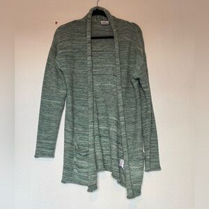 Columbia cardigan knitted blue green flowy with pockets warm cozy size Small